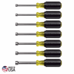 KLEIN TOOLS 65-160 – Juego de Desarmadores de Caja / Métricos / Eje Hueco 76 mm (3 in) / Mango Cushion-Grip / 4 mm a 11 mm / 7 Piezas
