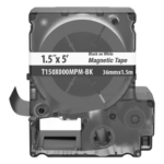 PANDUIT T150X000MPM-BK – Casete de Etiquetas Magnéticas / Cinta Continua / Blanco sobre Negro / 36 mm Ancho / 1.5 m (4.92 pies) Largo / Uso Interior
