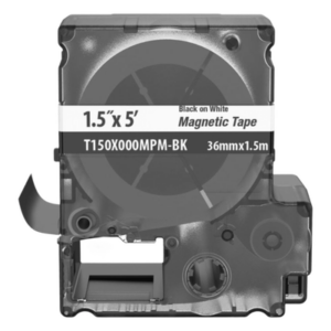 PANDUIT T150X000MPM-BK – Casete de Etiquetas Magnéticas / Cinta Continua / Blanco sobre Negro / 36 mm Ancho / 1.5 m (4.92 pies) Largo / Uso Interior