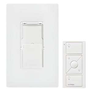 LUTRON CASETA WIRELESS PJ2WALLWHL01 – Kit de Control de Pared Inalámbrico / 3 Botones con Subir/Bajar / Alcance 9 m (29.5 ft) a través de Muros / Batería CR2032 10 Años / Frecuencia 431-437 MHz
