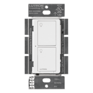 LUTRON CASETA WIRELESS PD6ANSWH – Interruptor On/Off Inalámbrico de Pared / 6 A LED o Fluorescente / 720 W Incandescente / 120 V / Control Pico Directo / Ventiladores 3.6 A