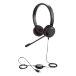 JABRA EVOLVE-30-DUO-UC – Auricular Profesional UC / Conectividad Dual USB y 3.5 mm / Micrófono con Cancelación de Ruido / Controlador en Cable con LED / Plug and Play