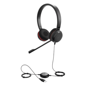 JABRA EVOLVE-30-DUO-UC – Auricular Profesional UC / Conectividad Dual USB y 3.5 mm / Micrófono con Cancelación de Ruido / Controlador en Cable con LED / Plug and Play