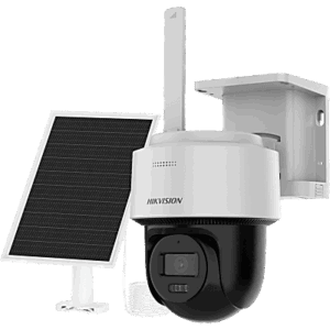 HIKVISION DS-2CFSP4/4G-SIM – Cámara Solar PT IP / 4 Megapixel / AOV / Dual Light 30 m (98.4 ft) / Audio Bidireccional / IP66 / Panel Solar 8W + Batería 9000 mAh