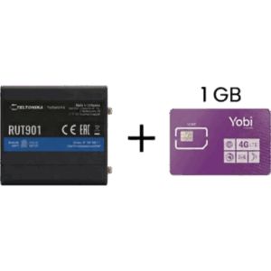 TELTONIKA RUT901+1GBYOBI – Router Celular Industrial / 4G LTE Cat 4 / 150 Mbps / Wi-Fi 2.4 GHz / Doble SIM / 4 Puertos Ethernet / -40°C a 75°C (-40°F a 167°F)