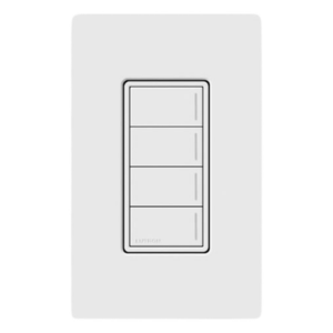 LUTRON RADIORA 3 RRSTW4BWH – Teclado de Escenas / 4 Botones Programables / RF Clear Connect 2.4 GHz / Alcance 22.8 m (74.8 ft) / 120-277 V~ / Control de Iluminación y Persianas