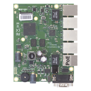 MIKROTIK RB450GX4 – Enrutador Ethernet / 5 Puertos Gigabit / CPU ARM 4 Núcleos 716 MHz / 1 GB RAM / PoE 802.3af/at / -40°C a 70°C