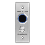 ACCESSPRO APB2BL-40 – Botón de Salida Doble / Sin Contacto y Contacto / IP65 / Temporizador 0-30 s / Detección 5-25 cm / LED Azul/Verde