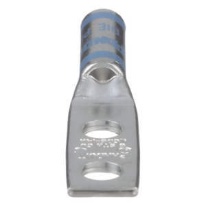 PANDUIT LCD6-14A-L – Terminal de Compresión Doble Ojillo / Calibre 6 AWG / Ángulo Recto / Espaciado 16 mm (0.63 in) / Tornillo Prisionero 1/4 in / Inspección Visual