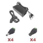 EPCOM POWERLINE K2PLK12DC4CH – Kit de Fuente de Poder / 12 VCC / 5 A / 4 Canales / 110-220 VCA / 0.38 x 0.20 x 0.11 pies