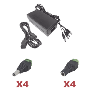 EPCOM POWERLINE K2PLK12DC4CH – Kit de Fuente de Poder / 12 VCC / 5 A / 4 Canales / 110-220 VCA / 0.38 x 0.20 x 0.11 pies