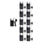 RETEKESS TT125 – Sistema de Guía Turístico / 2.4 GHz / 999 Canales / Alcance 150 m (492.1 ft) / 1 Transmisor y 10 Receptores / USB-C / Batería 3000 mAh