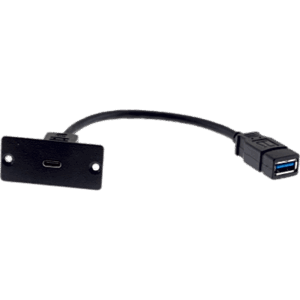 KRAMER WU-CA(B) – Inserto de Pared USB-C | 4.8 Gbps USB 3.0 | Cable 12 cm (4.72 in) | Aluminio | Negro