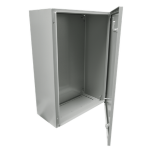 PRECISION PST-4060-20A – Gabinete de Acero IP66 Uso en Intemperie (400 x 600 x 200 mm) con Placa Trasera Interior Metálica y Compuerta Inferior Atornillable (Incluye Chapa y Llave).