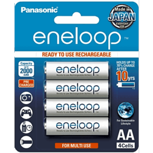 PANASONIC BK3MCCE4BT6 – Batería Recargable AA / Ni-MH 2000 mAh / 1.2V / Baja Autodescarga / 2100 Ciclos / Paquete de 4