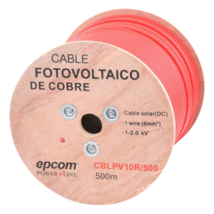 EPCOM POWERLINE CBL-PV-10R/500 – Cable Fotovoltaico / Conductor Cobre 6 mm² (10 AWG) / 2000 Vcc / Rango -40°C a 120°C / Resistencia UV y Ozono / Carrete 500 m (1640.4 ft)