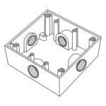 RAWELT RC-0487 – Caja de Conexión a Prueba de Intemperie / 4 Bocas 3/4" (19.05 mm) / Aluminio Diecast / Volumen 492 cm³ / IK09 / ASTM B117