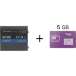 TELTONIKA RUT200+5GBYOBI – Router Celular Industrial / 4G LTE Cat 4 150 Mbps / Wi-Fi 2.4 GHz / Operación -40°C a 75°C / 2 Puertos Ethernet / Gestión RMS