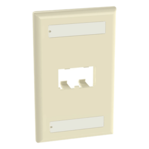 PANDUIT CFPL2EIY – Placa de Pared Vertical / 2 Puertos Mini-Com / Diseño Plano / 69.8 x 114.3 mm (2.75 x 4.5 in) / Marfil