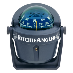 RITCHIE RA-91 – Brújula de Navegación Marítima / Dial 70 mm Azul Alta Visibilidad / Iluminación Nocturna Verde / Montaje Bracket Ajustable / Acabado Gris Anti-Reflejo / 100 % Reparable