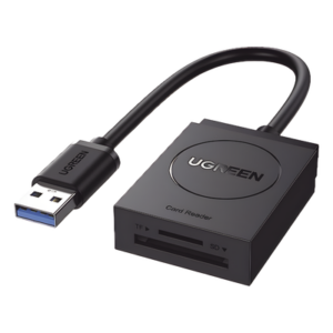 UGREEN 20250 – Lector de Tarjetas USB-A 3.0 / Dual Slot SD y MicroSD / 5 Gbps / Hasta 2 TB / Cable 15 cm (5.9 in)
