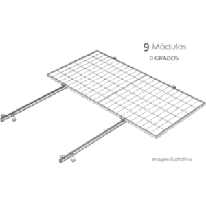 BASEL KITBASEL1X9A0 – Sistema de Montaje Solar / Techo Plano / 1 Módulo / Resistencia Viento 140 km/h / Inclinación 15° / Área 4 m² (43.1 ft²)
