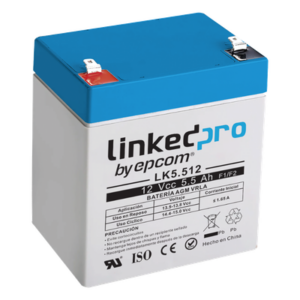 LINKEDPRO BY EPCOM LK5.512 – Batería de Respaldo AGM / 12 V / 5.5 Ah / Vida Útil 5 Años / Terminales F1 + Adaptador F2 / UL Certificada