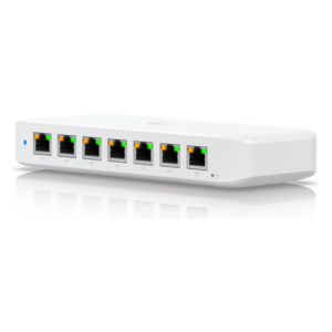 UBIQUITI USW-ULTRA-60W – Switch PoE Capa 2 / 8 Puertos GbE / 7 Puertos PoE+ / 1 Puerto Entrada PoE++ / 52 W Presupuesto PoE / 16 Gbps Capacidad de Conmutación / Montaje Versátil