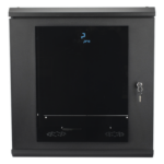 LINKEDPRO SR-19-12-GN3G – Gabinete Rack de Pared / 12 Unidades / 19 Pulgadas / Carga 100 kg / Vidrio Templado / Acero Calibre 18 / Ventilación Superior 120 mm
