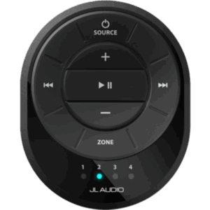 JL AUDIO 10-03364-00 – Control Remoto Marino / IP68 / Indicador de Zona LED / Bluetooth hasta 11 m (35 ft) / Fuentes y Formatos Derivados de Unidad Host / Dimensiones 80 x 65 x 12 mm (3.15 x 2.56 x 0.49 in) / Temperatura -20 °C a 60 °C (-4 °F a 140 °F)