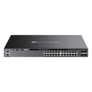 TP-LINK SG6428XHP – Switch L3 Gestionable PoE+ / 24 Puertos Gigabit / 4 Slots 10G SFP+ / Stacking 80 Gbps / PoE 720W / Redundancia N+1