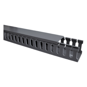 THORSMAN TMR-45G – Canaleta ranurada con tapa / PVC rígido autoextinguible V-0 / 2 m (6.56 ft) / Gris / Temperatura máxima 85°C / Capacidad 40% EIA/TIA-569-A