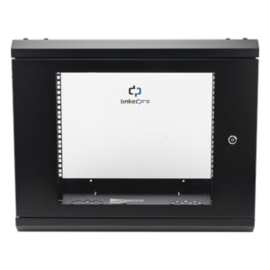 LINKEDPRO SR1909LH3GA – Gabinete de Pared 9U / 19" Rack / Cristal Templado / 455 mm Profundidad (1.49 ft) / Acero Reforzado / 80 kg Carga