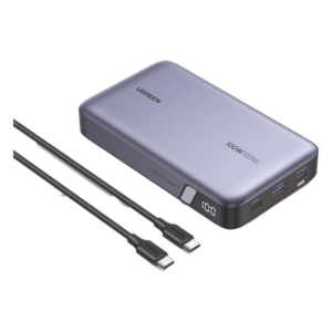 UGREEN 25188 – Power Bank / 20000mAh / 100W Max / 3 Salidas USB-C + USB-A / PD 3.0 / QC3.0 / Pantalla Inteligente / Carcasa Ignífuga / Gris