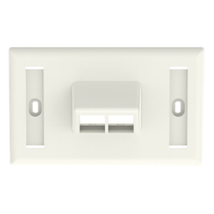 PANDUIT NK2HSFIWY – Placa de Pared Horizontal / 2 Puertos Keystone / Blanco Mate / 2.75 x 4.5 pulg.