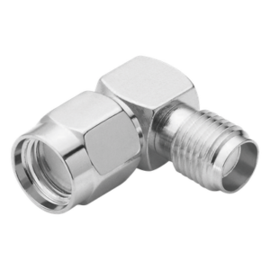 RF INDUSTRIES,LTD RP-3402 – Adaptador en Ángulo Recto de Conector SMA Macho Inverso a SMA Hembra, Níquel/ Oro/ Teflón.