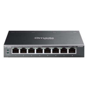 TP-LINK ES208GP – Switch Gigabit Easy Managed 8 Puertos / PoE+ 64W / Cloud Omada SDN / 16 Gbps / Fanless 0 dBA / Alcance Extendido 250m