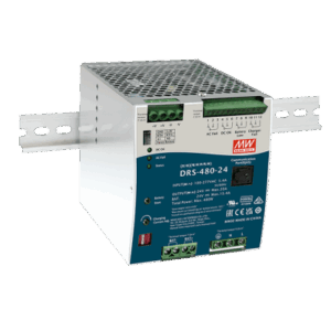 MEANWELL DRS48024 – Fuente de Poder Industrial / 480W / Salida 24Vcc 20A / Cargador de Baterías Integrado / Riel DIN / Entrada Universal 90-305Vca