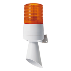 QLIGHT S60ADL-24-A – Torreta de Señalización LED / Luz Ámbar Fija y Destellante / Buzzer 95 dB / 24 VCD / IP54 / Ø60 mm