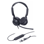 YEALINK UH42-DUAL-TEAMS-USB-C/A – Auriculares Profesionales USB / Cancelación de Ruido con IA / Altavoz 35 mm / Certificado Microsoft Teams / USB-C con Adaptador USB-A / Diseño Ergonómico Binaural