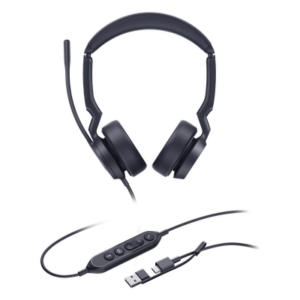 YEALINK UH44-DUAL-TEAMS-USB-C/A – Auriculares USB con Cable / Cancelación de Ruido IA / Altavoz 35 mm / USB-C con Adaptador USB-A / Compatible Microsoft Teams