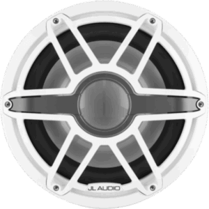 JL AUDIO 10-03286-00 – Subwoofer Náutico JL Audio M7 / 12" / Rejilla Deportiva Blanca / Deflector Infinito / 600 W RMS / 4 Ω / Sensibilidad 86.7 dB / Cono de Polipropileno Relleno de Mica / Montaje 306 mm (12.0625 in) / Profundidad de Montaje 202 mm (7.94 in)
