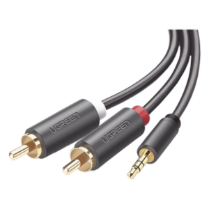 UGREEN 10512 – Cable de Audio / 3.5mm Macho a 2 RCA Macho / 3 m (9.84 pies) / Blindaje Múltiple / Conectores Chapados en Oro / TPE Ecológico