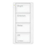 LUTRON ELECTRONICS PJ24BGWHP03 – Control Remoto Inalámbrico / 4 Botones Programables / RF Clear Connect / Alcance 18 m (59.1 ft) / Batería 10 Años