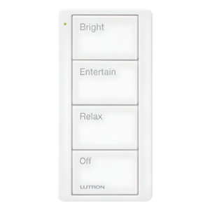 LUTRON ELECTRONICS PJ24BGWHP03 – Control Remoto Inalámbrico / 4 Botones Programables / RF Clear Connect / Alcance 18 m (59.1 ft) / Batería 10 Años