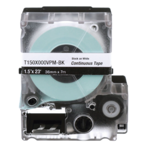 PANDUIT T150X000VPM-BK – Casete de Etiquetas de Vinilo / Cinta Continua / Negro Sobre Blanco / 36 mm (1.42 in) x 7.6 m (24.93 ft) / Interior-Exterior