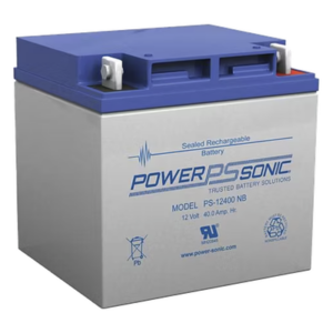 POWER SONIC PS-12400-NB4 – Batería de Respaldo AGM/VRLA / 12V / 40AH / Terminales NB4 / Vida Útil 5 Años / Caja ABS Resistente a Impactos