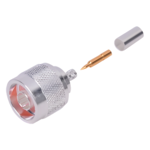 RF INDUSTRIES,LTD RFN-1005-3C1 – Conector Coaxial N Macho / Anillo Plegable / Cable RG-142/U / Cuerpo Bronce Plateado / Contacto Oro / Aislante Teflón