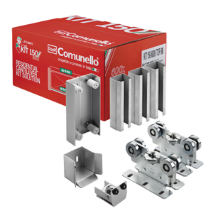COMUNELLO 19912325 – Kit para puertas autoportantes / Hasta 3 m (9.84 ft) / 600 kg / Carros 5 ruedas / Acero galvanizado