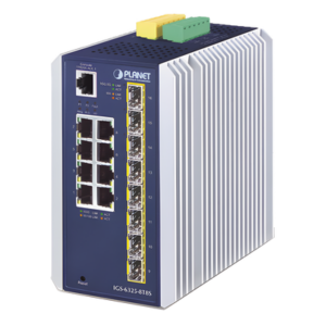 PLANET IGS-6325-8T8S – Switch Industrial Capa 3 / 8 Puertos 10/100/1000T / 8 Puertos SFP 1G/2.5G / IP30 / -40 a 75°C / 56 Gbps